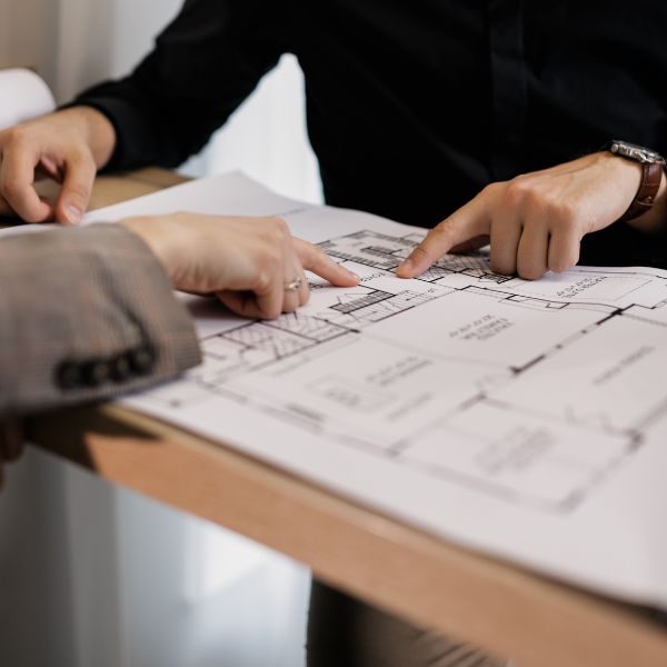 looking over blueprints